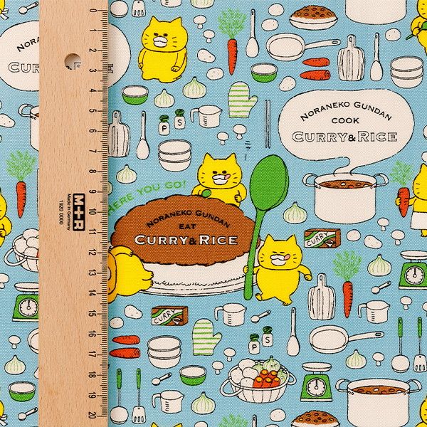 【ノラネコぐんだん】 ファブリック オックス（50cmカットクロス/ノラネコクッキング/ラムネいろ）