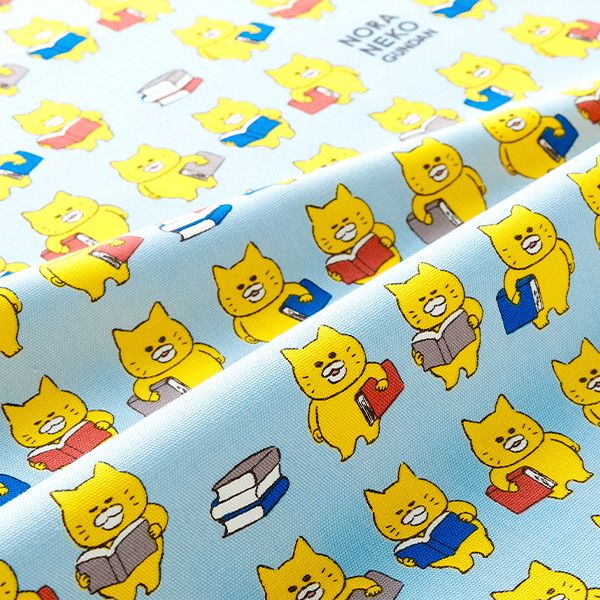 【ノラネコぐんだん】 ファブリック オックス（ 50cmカットクロス/ノラネコどくしょ/そらいろ）