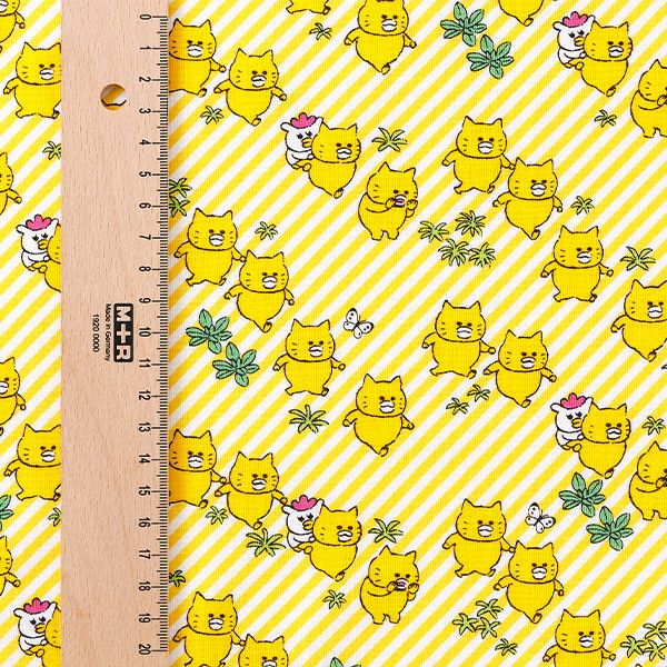 【ノラネコぐんだん】 ファブリック シーチング（50cmカットクロス/ノラネコさんぽ/しましまきいろ）