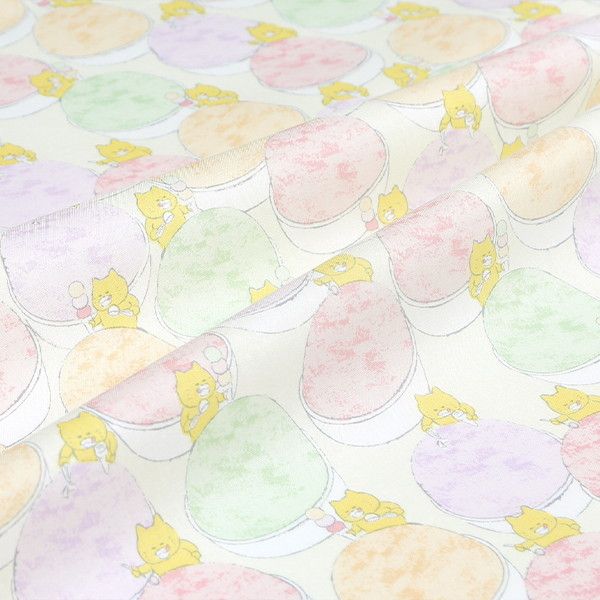【ノラネコぐんだん】ファブリック シーチング50cmカットクロス（ノラネコアイス/バニラいろ）