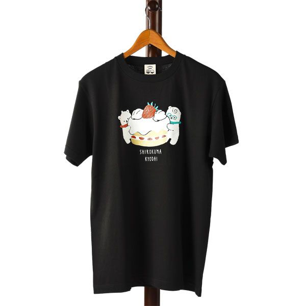【しろくまきょうだい】Tシャツ（ケーキ/黒/Mサイズ）