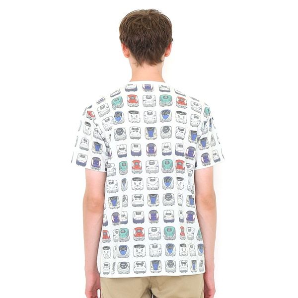 【でんしゃのずかん】大人Tシャツ（でんしゃのずかんパターン）