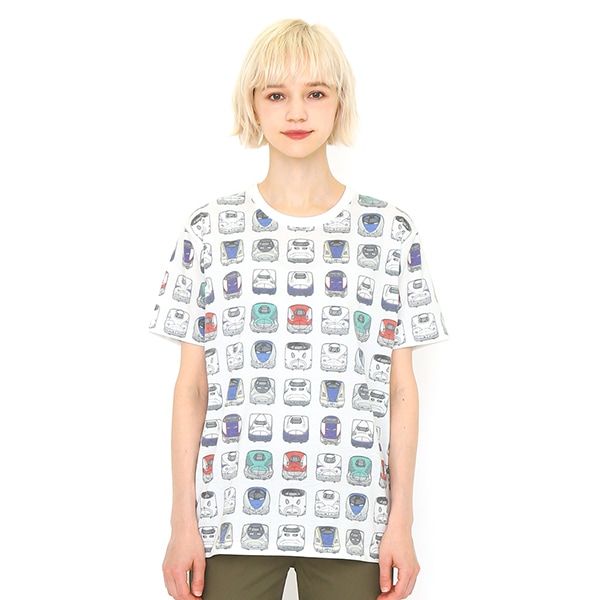 【でんしゃのずかん】大人Tシャツ（でんしゃのずかんパターン）