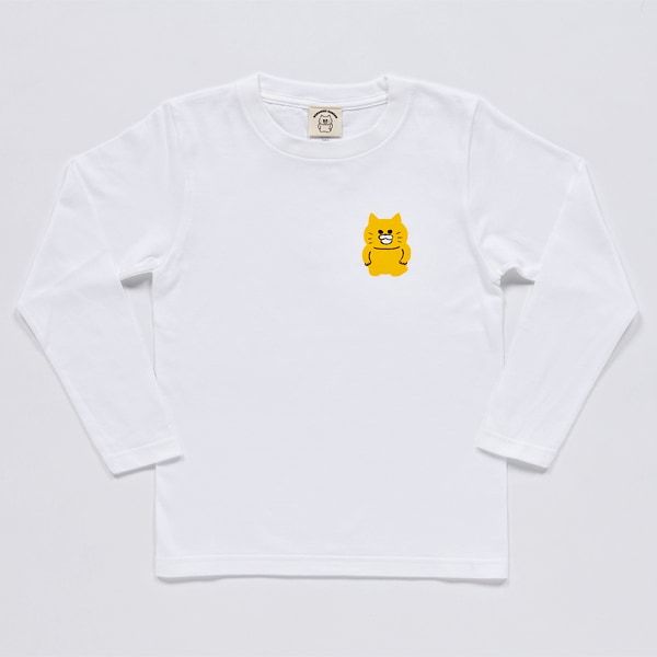 【ノラネコぐんだん】長袖Tシャツ ノラネコワンポイント 白