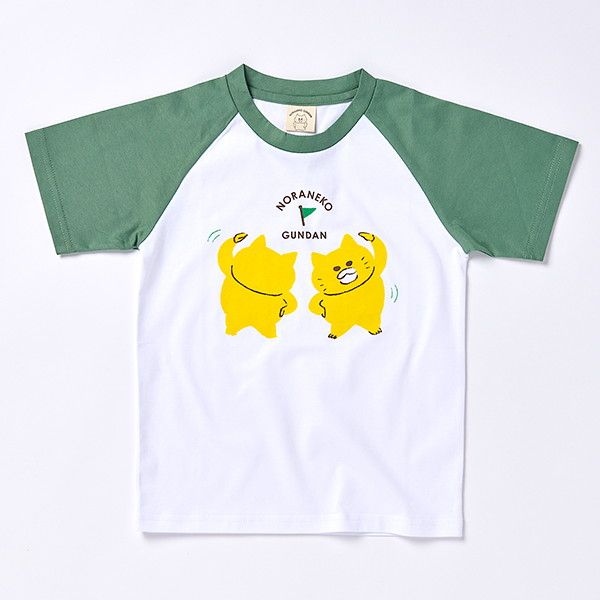 【ノラネコぐんだん】Tシャツ（たいそう/白×緑）