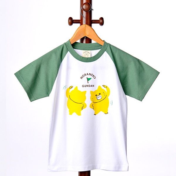 【ノラネコぐんだん】Tシャツ（たいそう/白×緑）