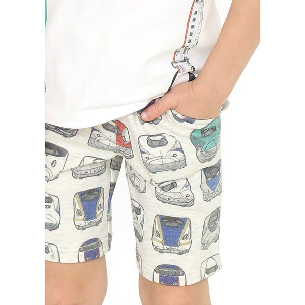 【でんしゃのずかん】スウェットショートパンツ（でんしゃのずかんパターン）