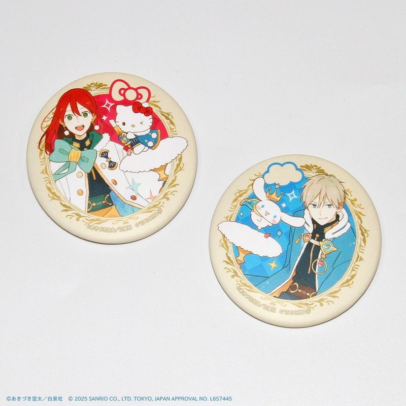 マット加工缶バッジ(57mm)「赤髪の白雪姫×サンリオキャラクターズ」01/コンプリートBOX(全5種)(コラボイラスト)